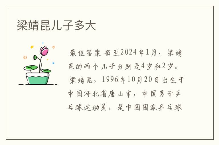 梁靖昆儿子多大