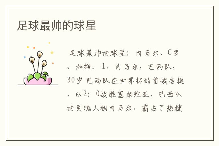 足球最帅的球星