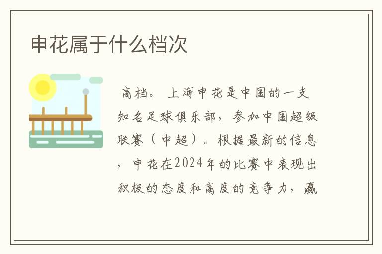 申花属于什么档次