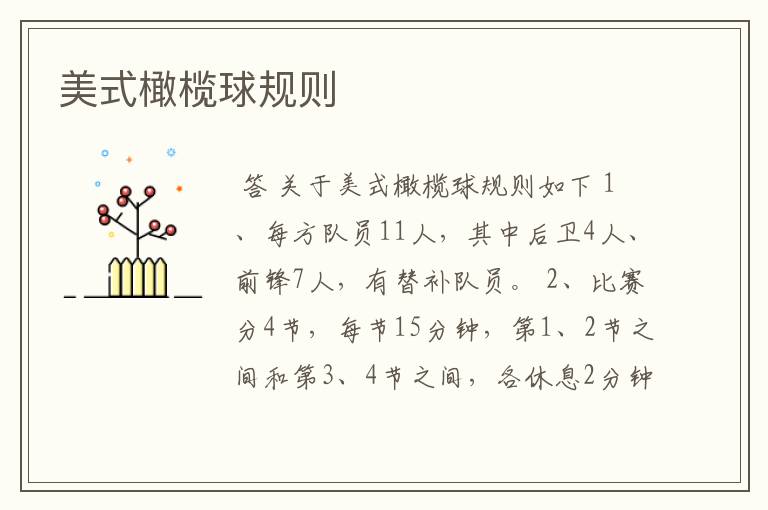 美式橄榄球规则
