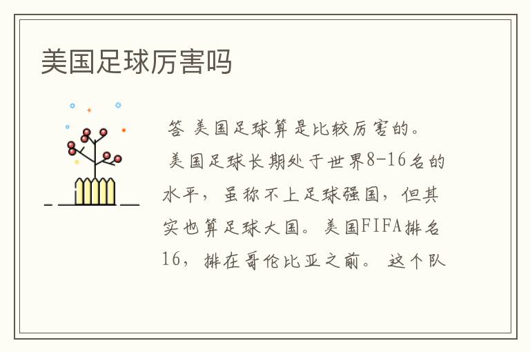 美国足球厉害吗