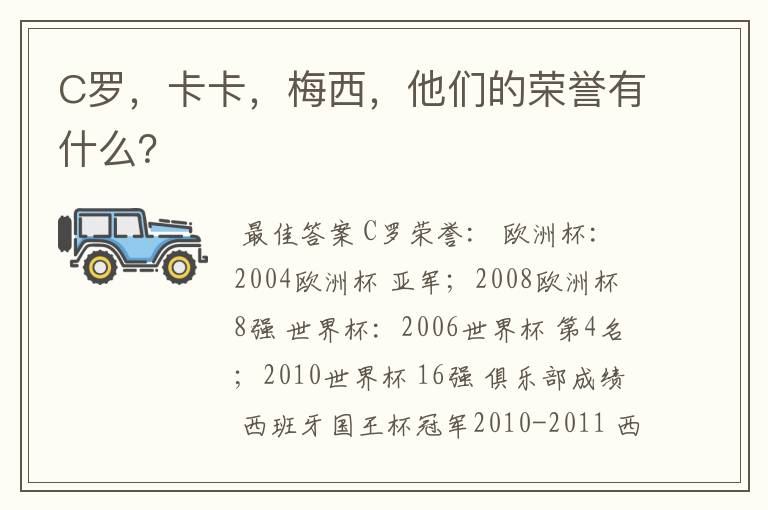 C罗,卡卡,梅西,他们的荣誉有什么?