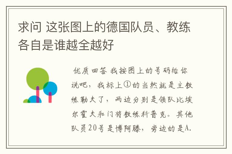 求问 这张图上的德国队员、教练各自是谁越全越好