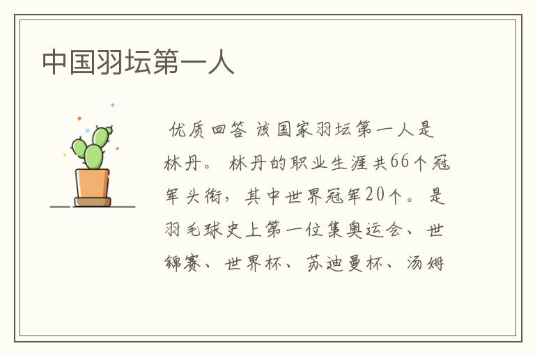 中国羽坛第一人
