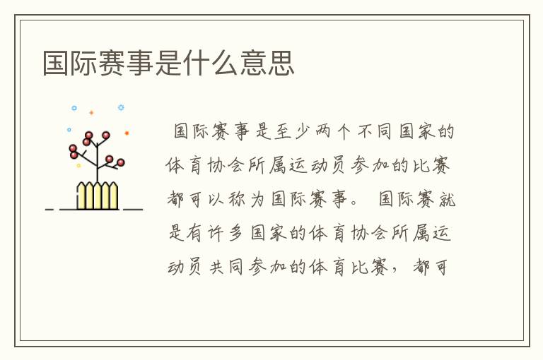 国际赛事是什么意思