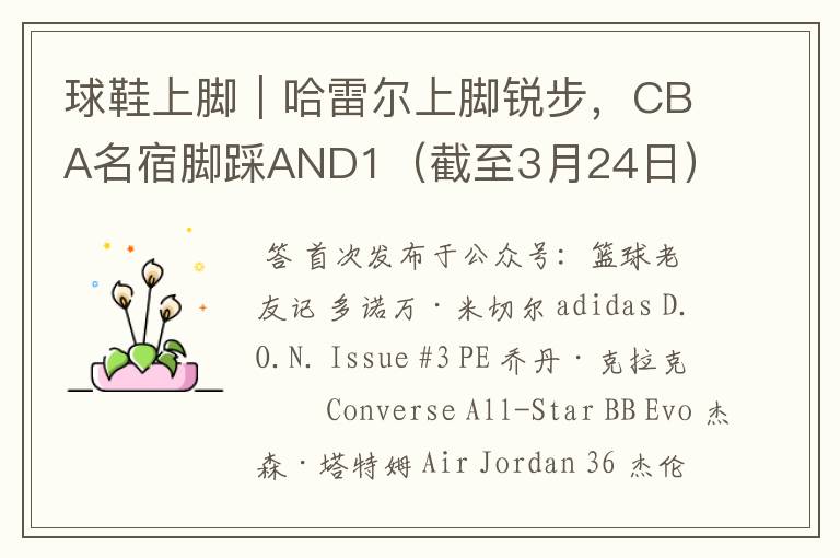 球鞋上脚|哈雷尔上脚锐步,CBA名宿脚踩AND1(截至3月24日)