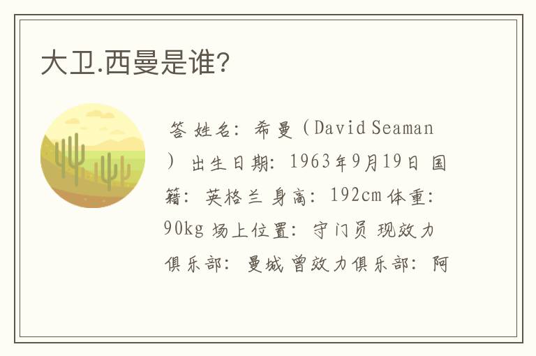 大卫.西曼是谁?