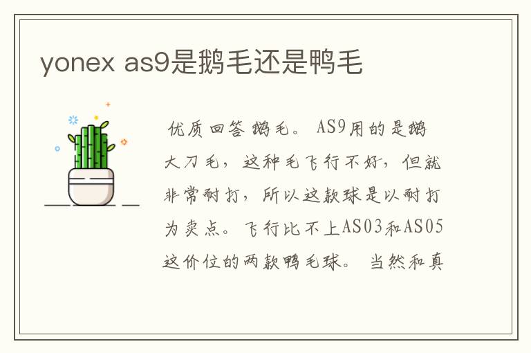 yonex as9是鹅毛还是鸭毛