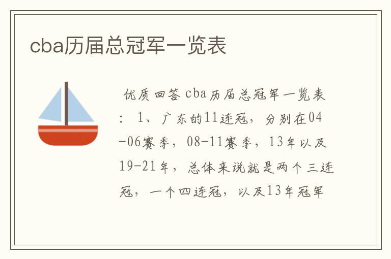 cba历届总冠军一览表