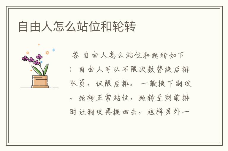 自由人怎么站位和轮转