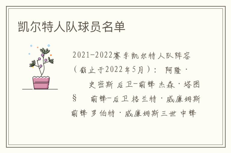 凯尔特人队球员名单