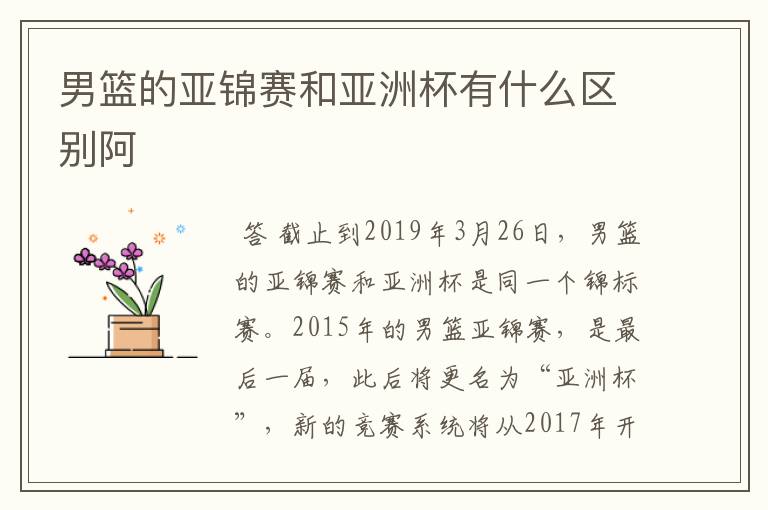男篮的亚锦赛和亚洲杯有什么区别阿