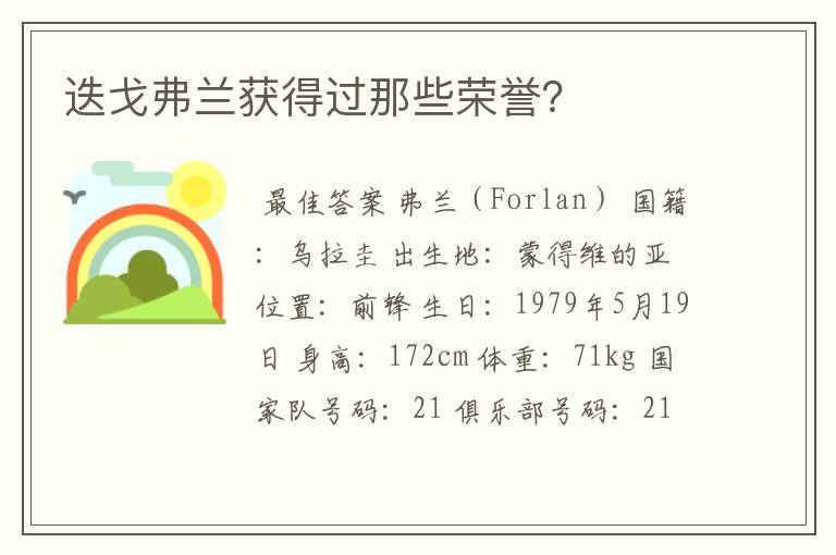 迭戈弗兰获得过那些荣誉?