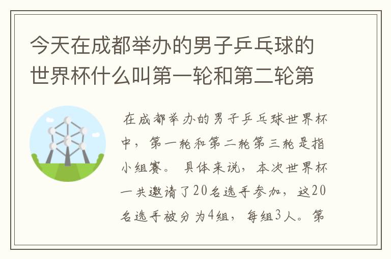 今天在成都举办的男子乒乓球的世界杯什么叫第一轮和第二轮第三轮?