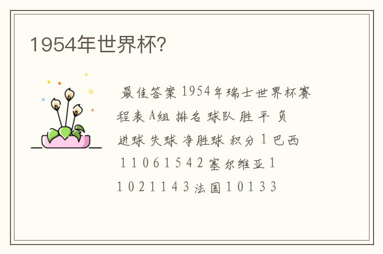 1954年世界杯?