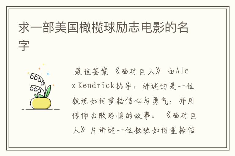 求一部美国橄榄球励志电影的名字