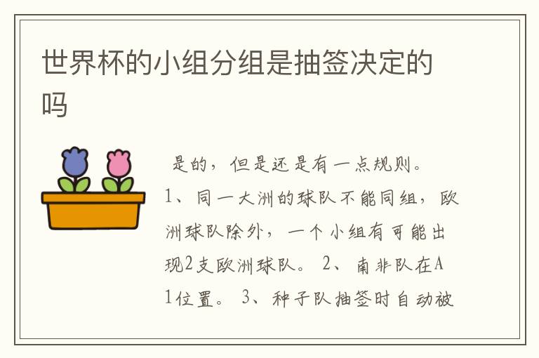 世界杯的小组分组是抽签决定的吗