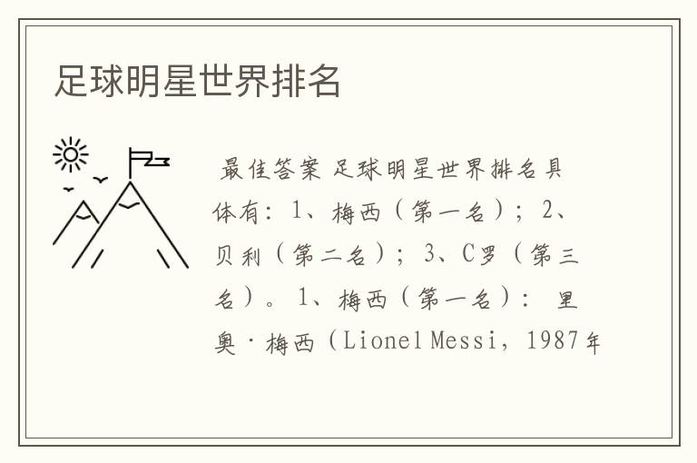 足球明星世界排名