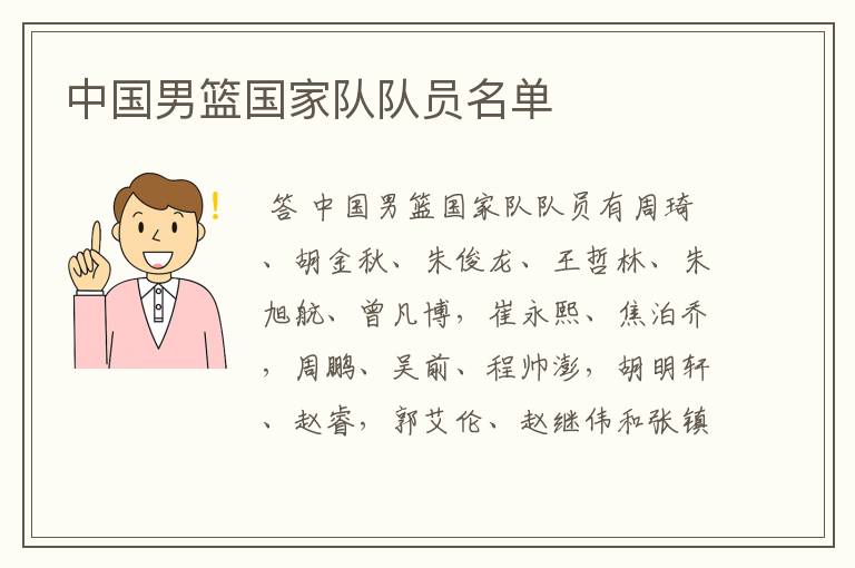 中国男篮国家队队员名单