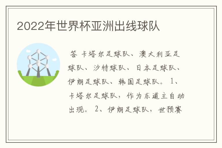 2022年世界杯亚洲出线球队