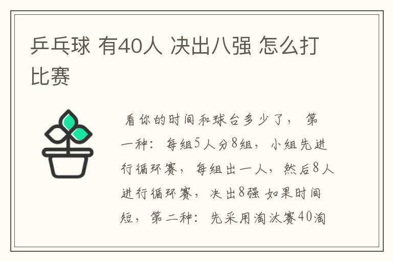 乒乓球 有40人 决出八强 怎么打比赛