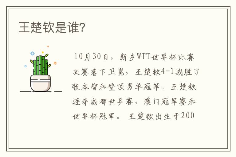 王楚钦是谁?
