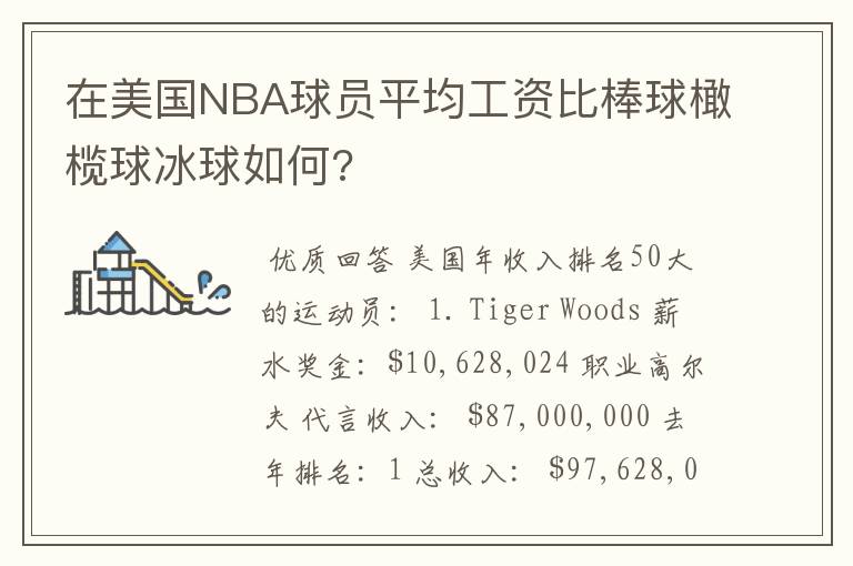 在美国NBA球员平均工资比棒球橄榄球冰球如何?