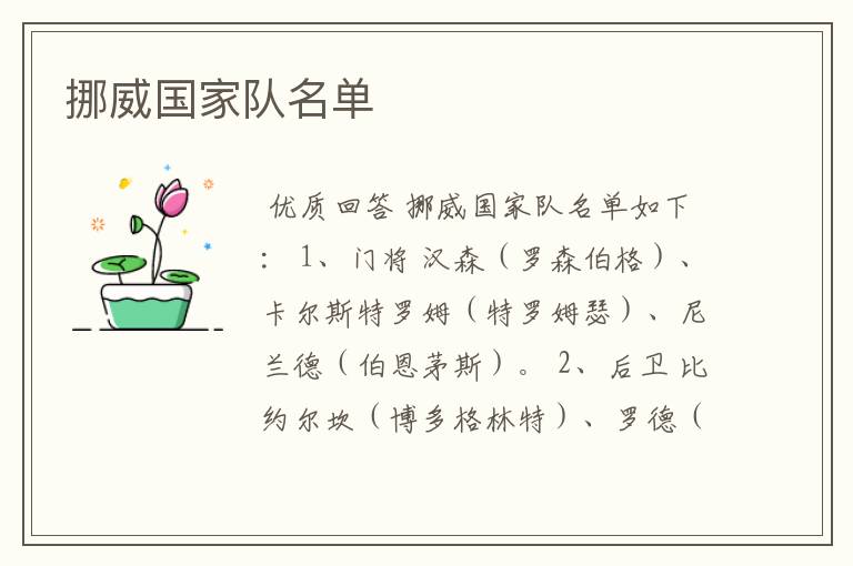 挪威国家队名单