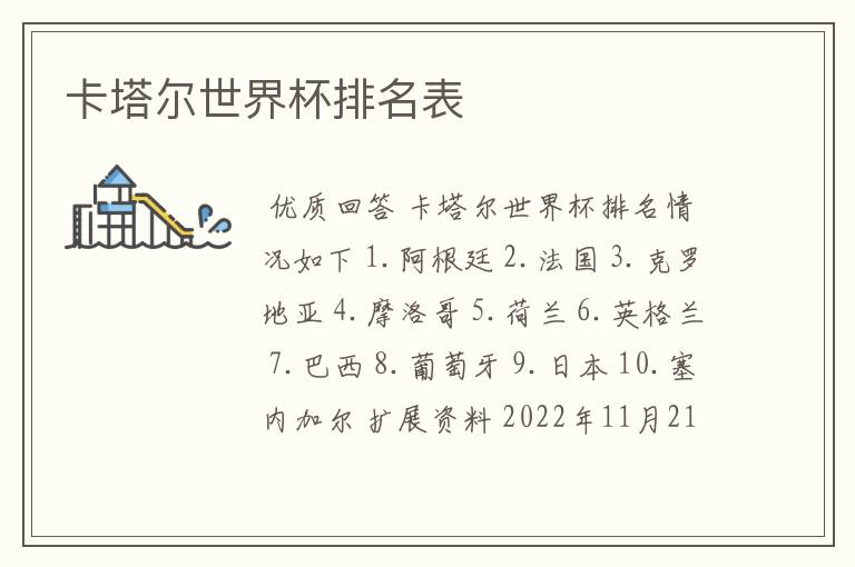 卡塔尔世界杯排名表
