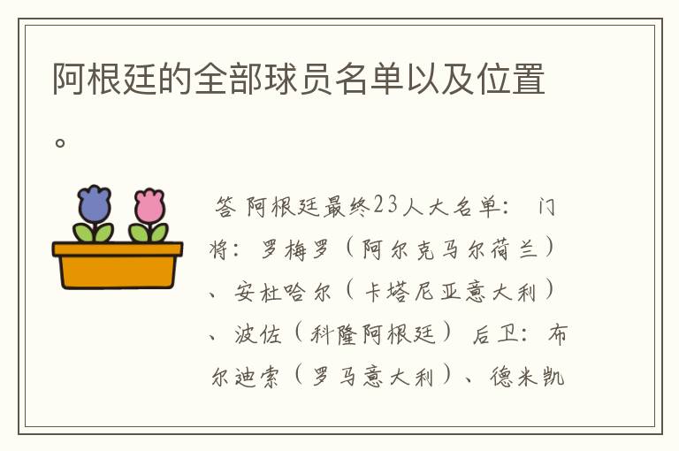 阿根廷的全部球员名单以及位置。