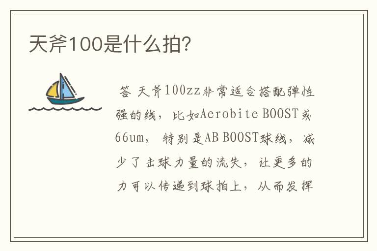 天斧100是什么拍?