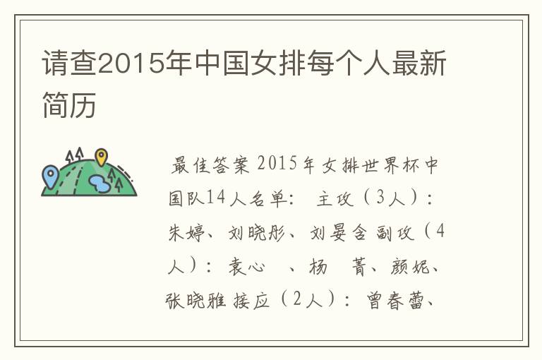 请查2015年中国女排每个人最新简历