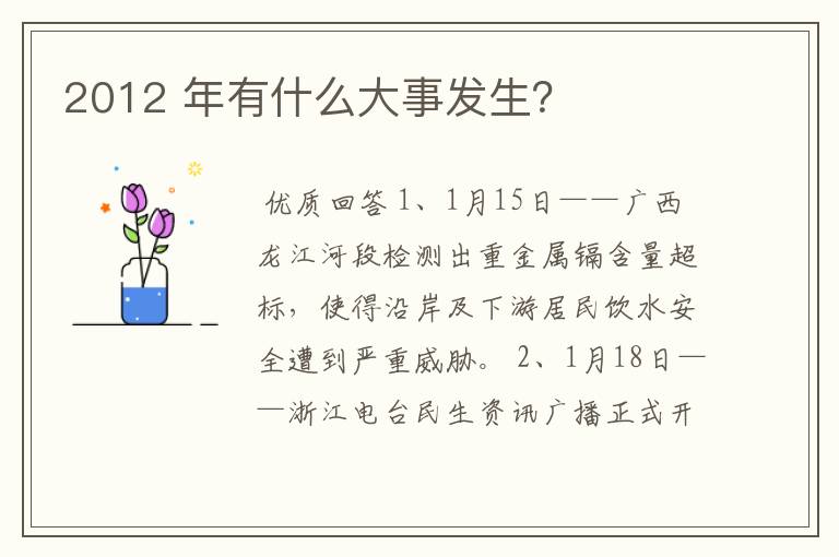 2012 年有什么大事发生？
