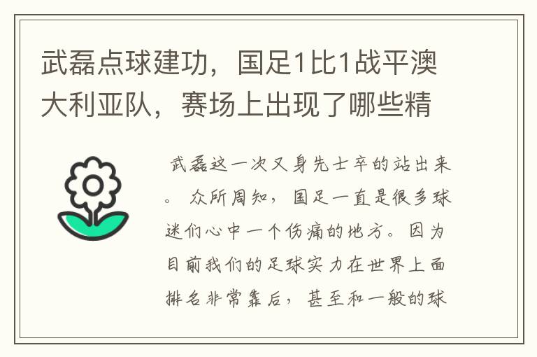 武磊点球建功,国足1比1战平澳大利亚队,赛场上出现了哪些精彩表现?