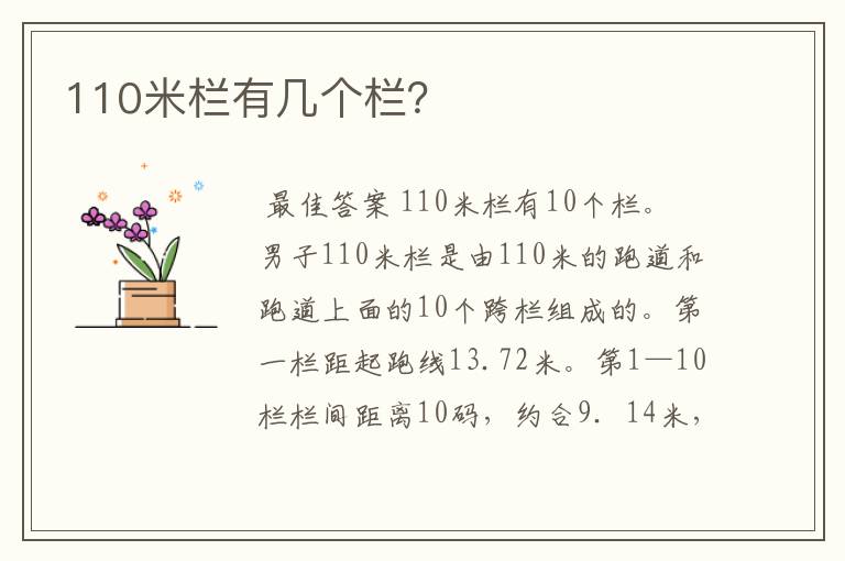 110米栏有几个栏?