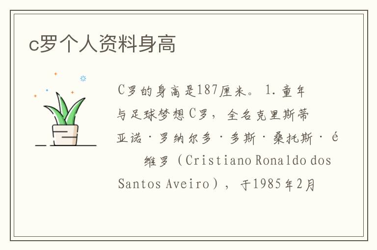 c罗个人资料身高