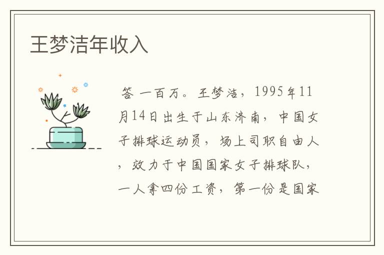 王梦洁年收入