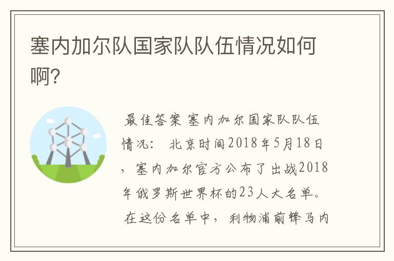 塞内加尔队国家队队伍情况如何啊?