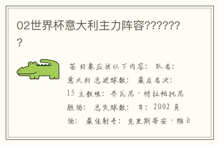 02世界杯意大利主力阵容???????