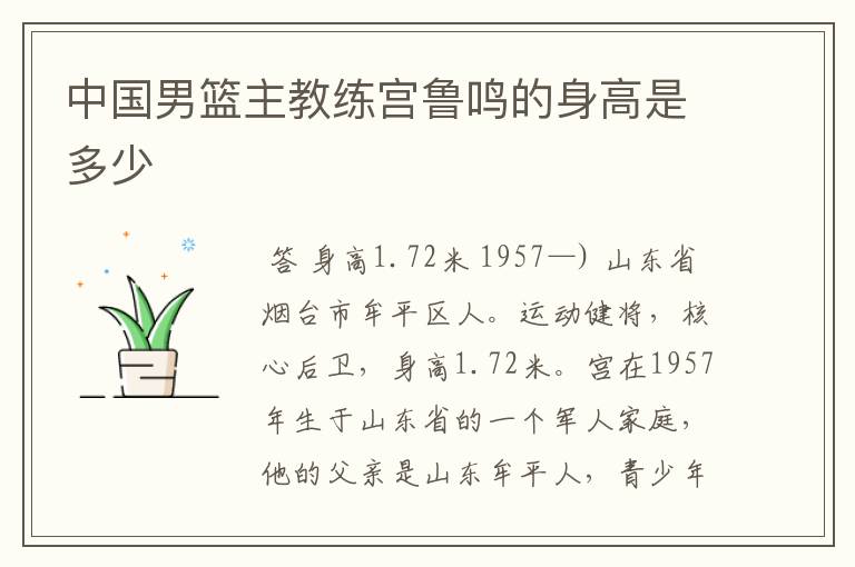 中国男篮主教练宫鲁鸣的身高是多少