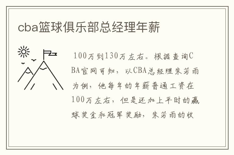 cba篮球俱乐部总经理年薪