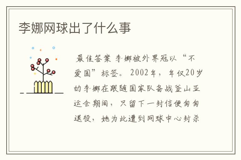 李娜网球出了什么事