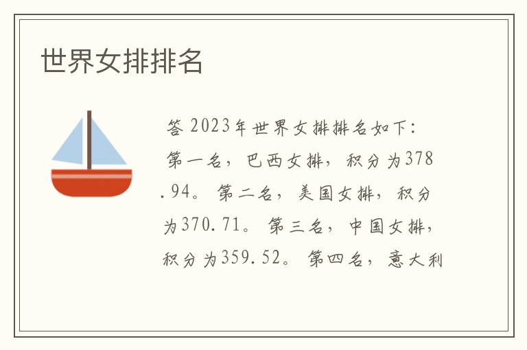 世界女排排名