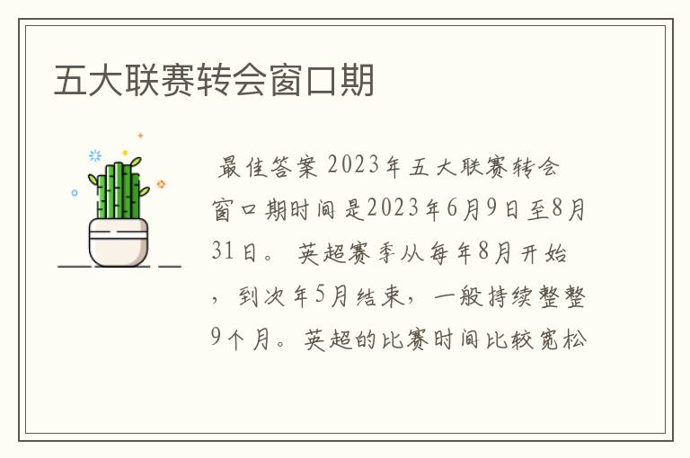 五大联赛转会窗口期
