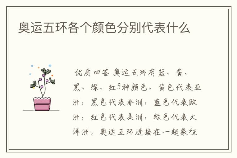 奥运五环各个颜色分别代表什么