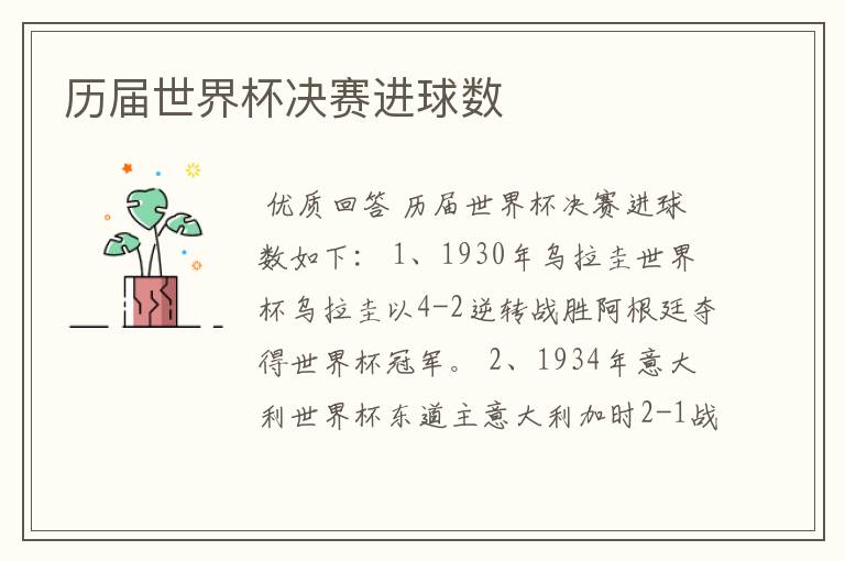 历届世界杯决赛进球数