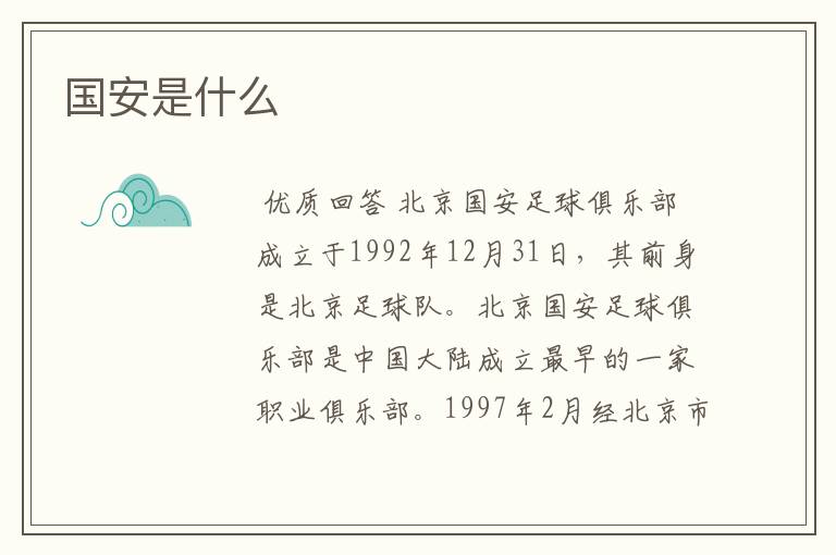 国安是什么