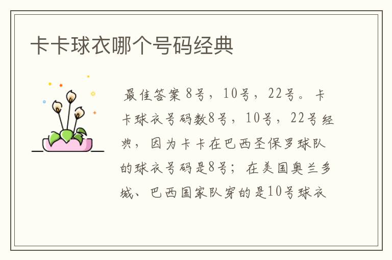 卡卡球衣哪个号码经典