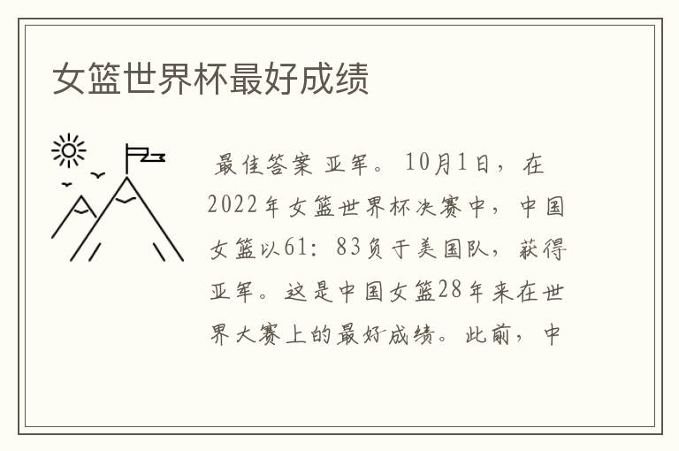 女篮世界杯最好成绩
