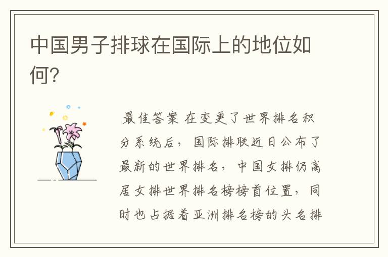 中国男子排球在国际上的地位如何?